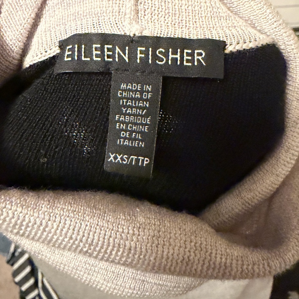 EILEEN FISHER MERINO WOOL TURTLENECK BOX CARDIGAN SWEATER XXS - Picture 7 of 10